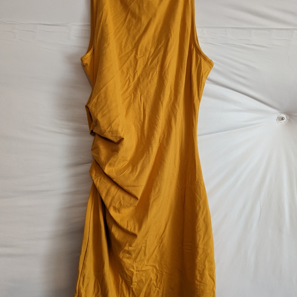 Athleta yellow ruched side dress